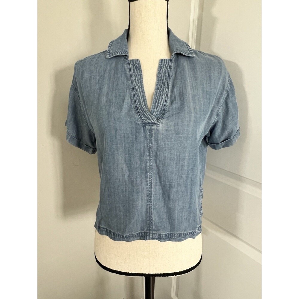 NWT Splendid Short Sleeve Chambray Blouse Sz XS